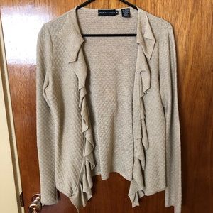 Ruffled-front Gold Cardigan